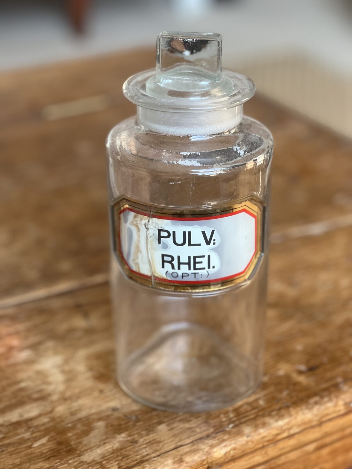 Antique apothecary bottle PULV:RHEI. opt