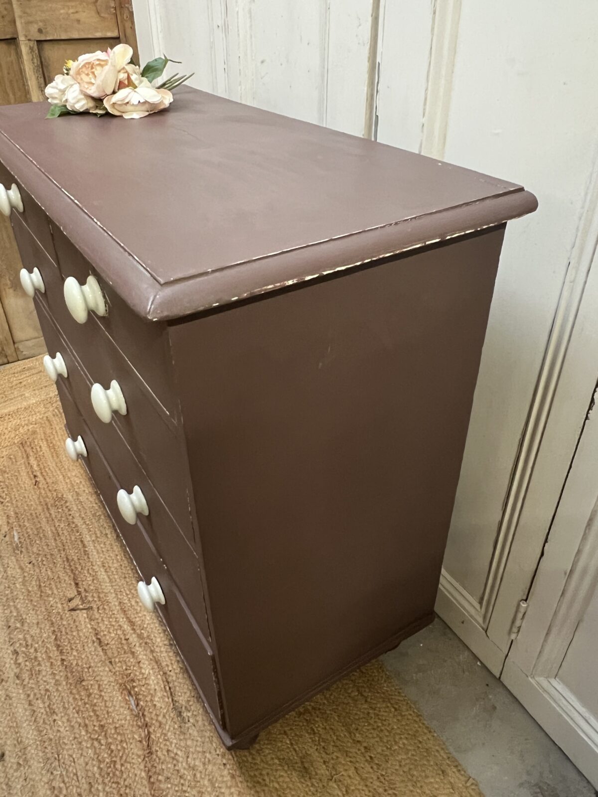 Victorian hand painted pine chest of drawers - Image 5