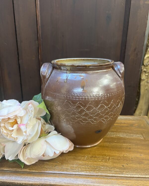 Vintage French stoneware confit jar