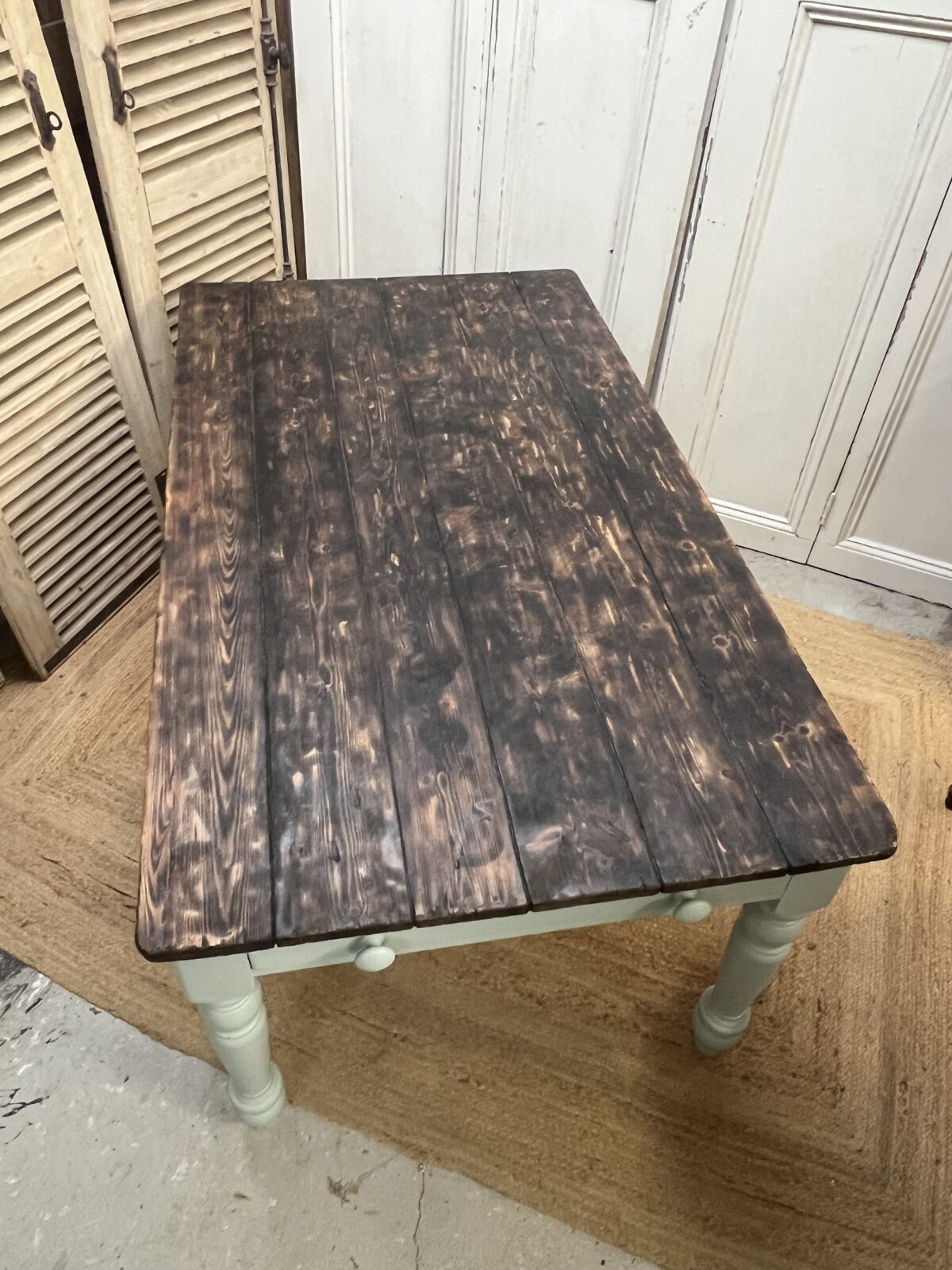 Hand painted pine dining table 8 seater - Image 11