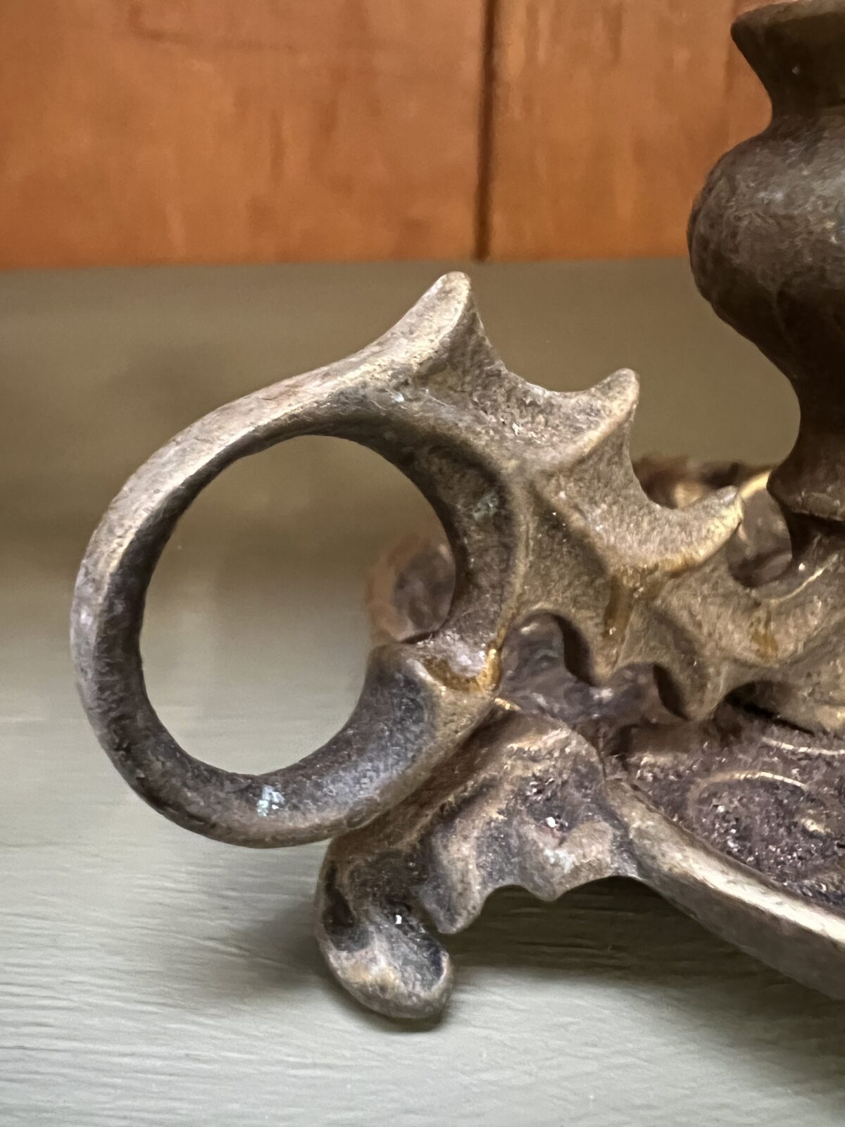 Antique Art Nouveau brass thistle candlestick - Image 6