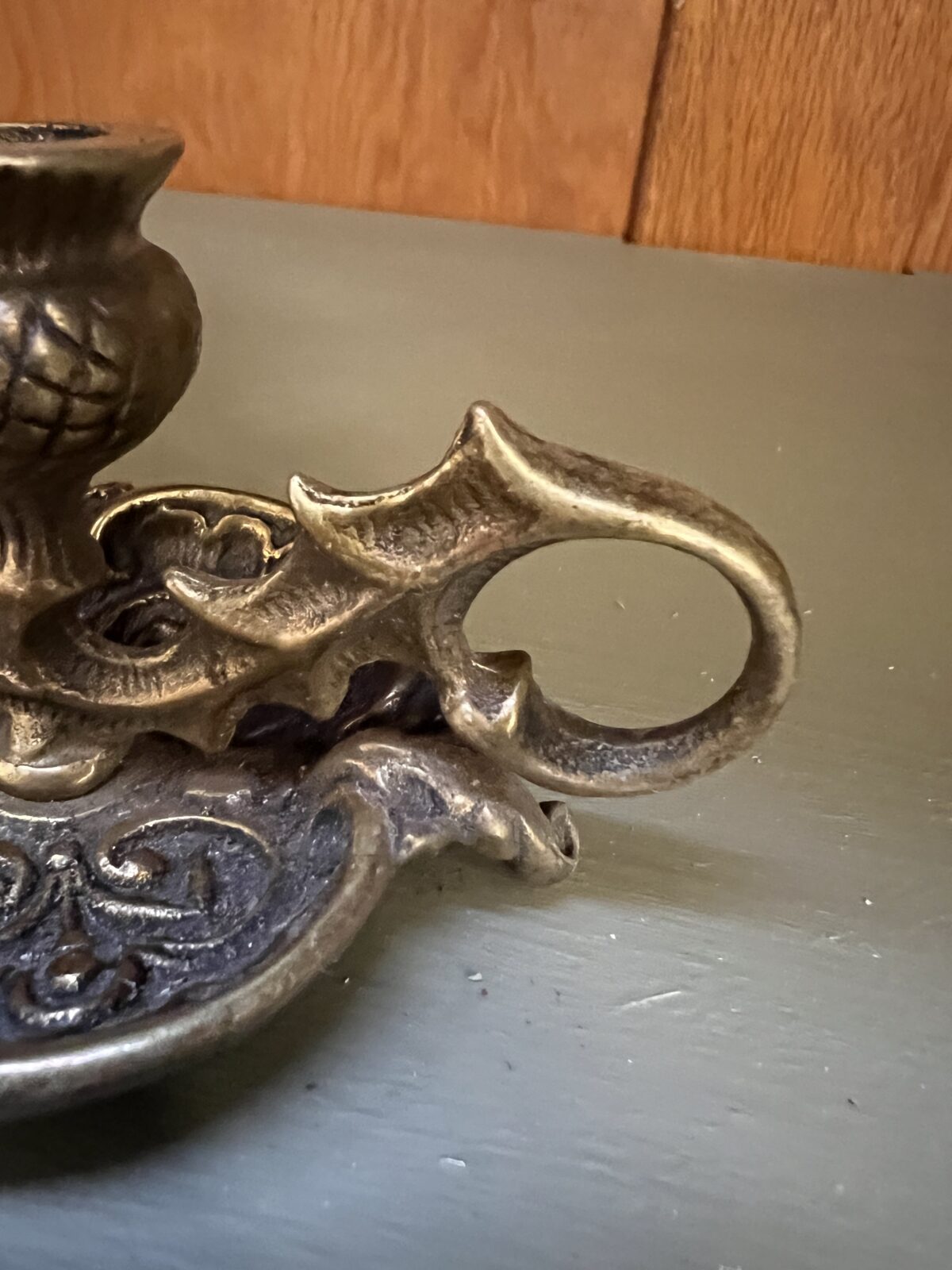 Antique Art Nouveau brass thistle candlestick - Image 9