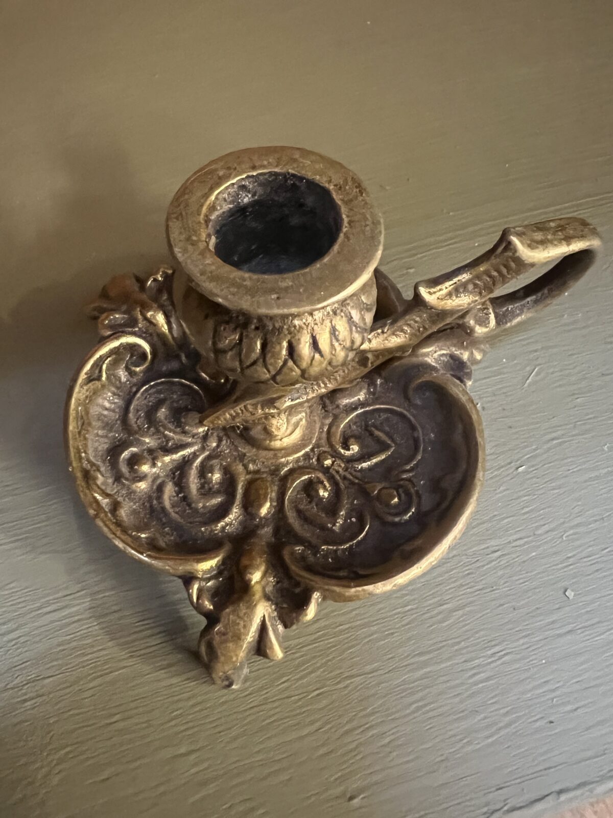 Antique Art Nouveau brass thistle candlestick - Image 11
